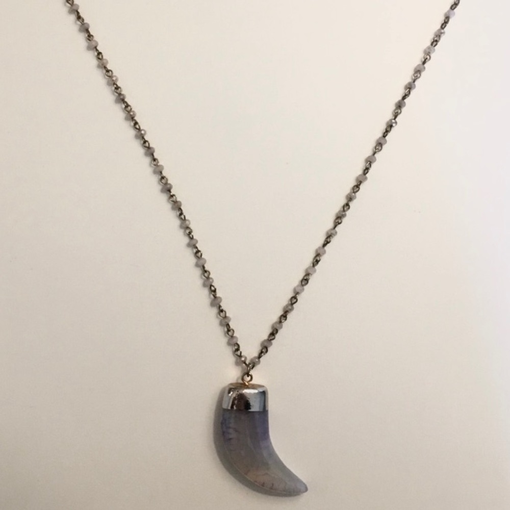 Lavender beaded chain necklace. Lilac pendant.